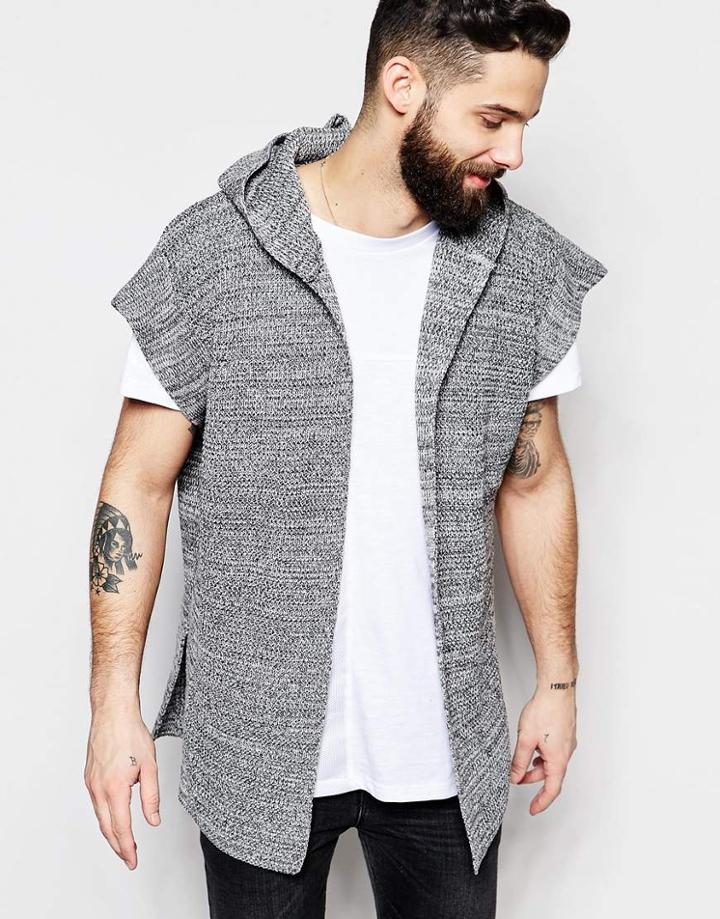 Asos Sleeveless Hooded Cardigan - Gray Twist