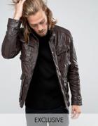 Black Phoenix Leather Jacket 4 Pockets Distressed In Brown - Brown