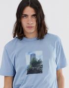 Asos Design Relaxed Fit T-shirt With Barbican Photograph Chest Print - Blue