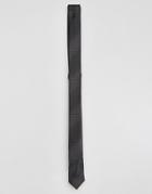 Asos Skinny Tie With Stripe Texture In Black - Black