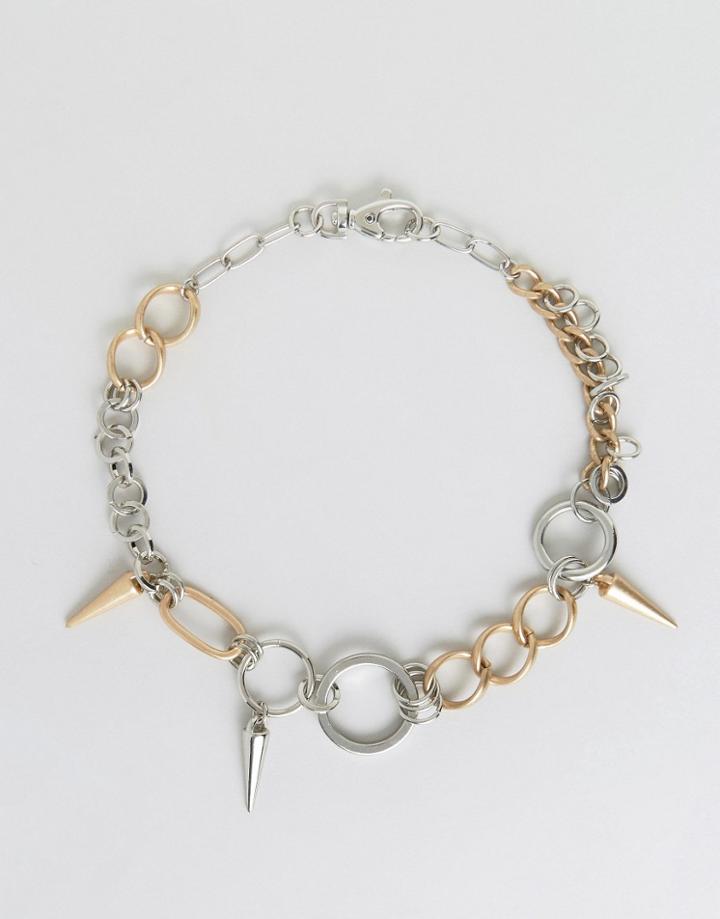 Asos Spike & Circle Link Necklace - Multi