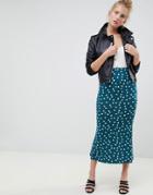 Asos Design Midi Skirt With Kickflare In Polka Dot Print - Multi