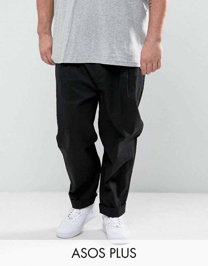 Asos Plus Wide Balloon Pants In Black - Black