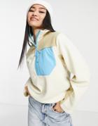 Monki Zip Fleece With Contrast Pocket In Beige-neutral