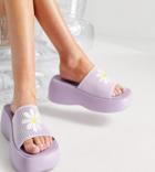 Daisy Street Exclusive Chunky Sole Sandals With Crochet In Lilac-purple