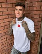 Hugo Diragolino Contrast Box Logo T-shirt In White