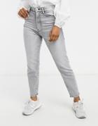 Stradivarius Organic Cotton Slim Mom Jeans With Stretch In Gray-grey