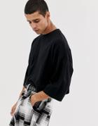 Asos Design Organic Oversized Crop T-shirt In Black - Black