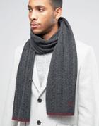 Fred Perry Tipped Cable Scarf In Lambswool - Gray