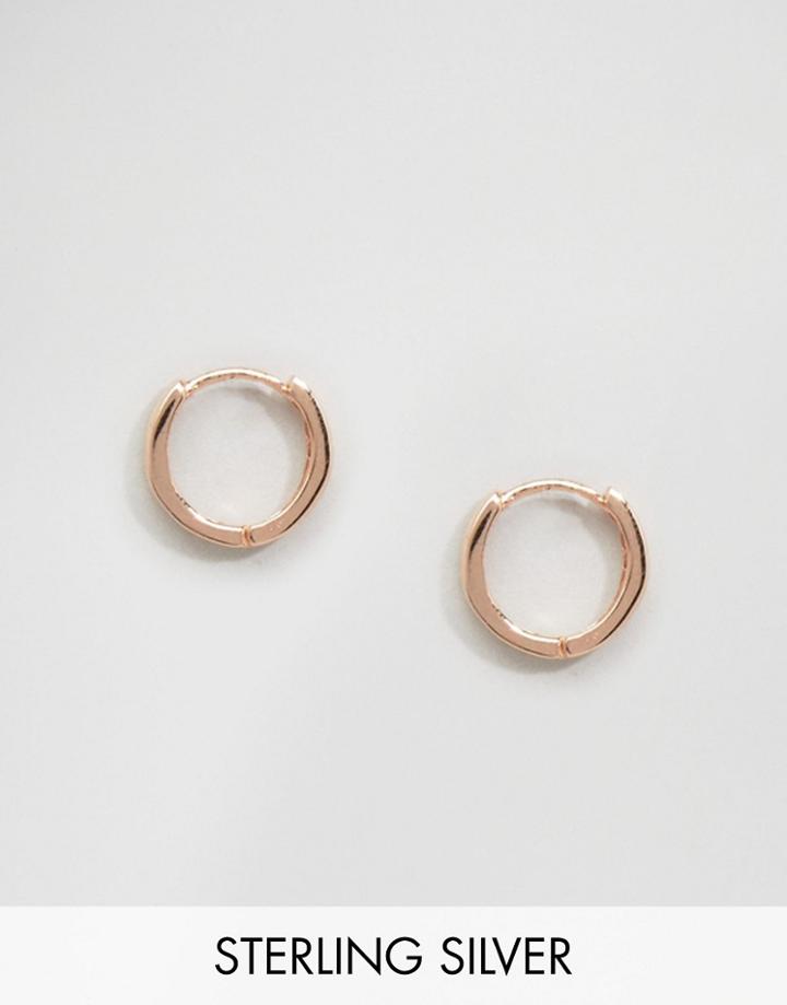 Asos Rose Gold Plated Sterling Silver 9mm Chunky Hoop Earrings - Copper