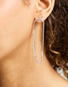 Saint Lola Crystal Long Hoop Earrings In Silver