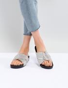 Public Desire Envy Silver Glitter Cross Front Sandals - Silver