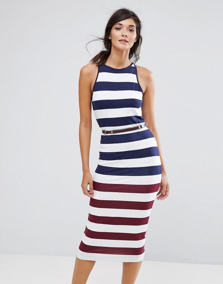 Ted Baker Yuni Stripe Bodycon Dress - Navy