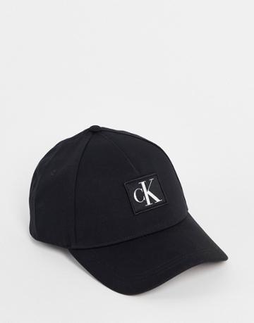 Calvin Klein Jeans Cotton Logo Cap In Black - Black