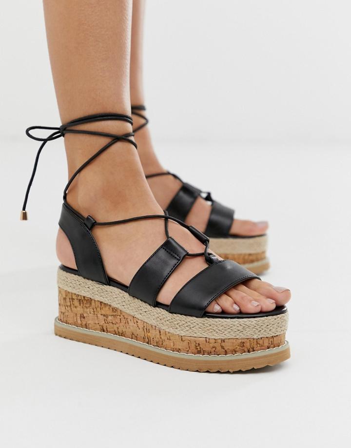 Truffle Collection Lace Up Espadrille Flatorm Sandals