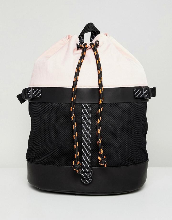 Asos Design Duffel Backpack In Pink And Black Mesh With Internal Laptop Pouch - Black