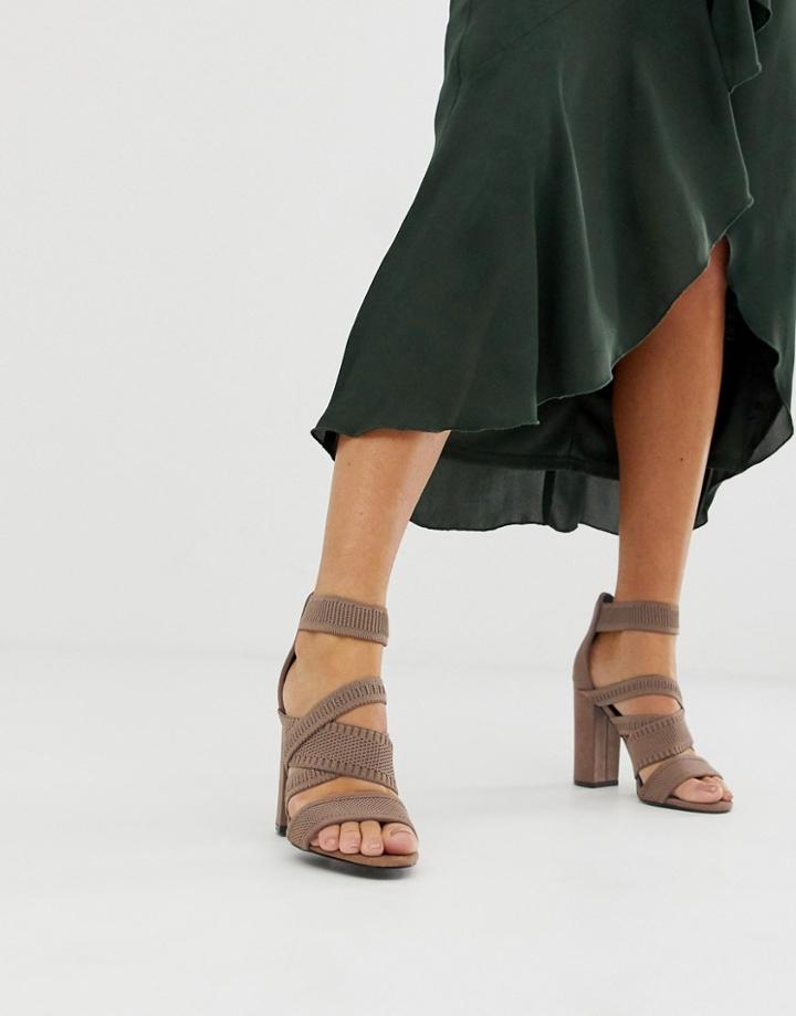Asos Design Harlow Knitted Heeled Sandals-beige