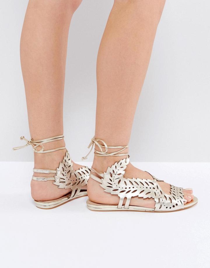 Kg By Kurt Geiger Malta Metallic Flat Sandals - Gold
