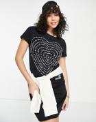 Love Moschino Poetry Heart Logo T-shirt Dress In Black