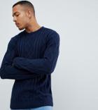 Another Influence Tall Cable Knit Sweater - Navy