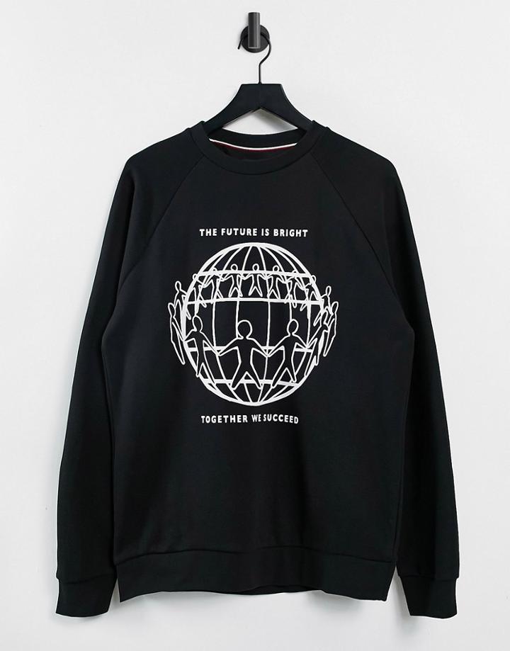 Tommy Hilfiger One Planet Capsule Unisex Front Print Sweatshirt In Black