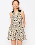 Asos Africa X Chichia Mini Skater Dress In Geo Floral Print - Multi