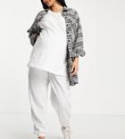 New Look Maternity Overbump Cuffed Sweatpants In Mid Gray