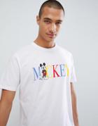 Asos Design Mickey Relaxed T-shirt With Color Pop Text - White