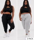 Asos Design Curve Basic Jogger With Tie 2 Pack Save - Multi