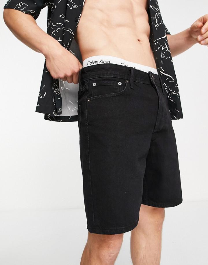 Jack & Jones Intelligence Loose Fit Denim Shorts In Black