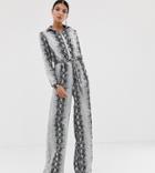 Missguided Tall Wide Leg Jumpsuit In Snake - Multi