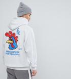 Crooked Tongues Hoodie With Chicken Shop Print In Gray Marl - Gray