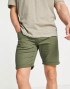 Jack & Jones Intelligence Slim Fit 5 Pocket Shorts In Khaki-green