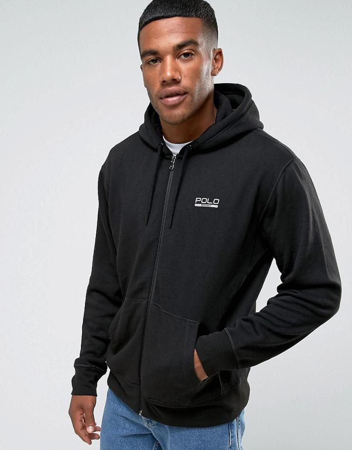 Polo Sport By Ralph Lauren Logo Zip Through Hoodie In Black - Black