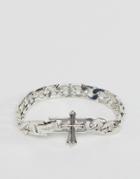 Rebel Heritage Cross Chunky Chain Bracelet In Silver - Silver
