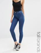 Noisy May Tall Paris Mid Wash Freyed Hem Jean - Blue
