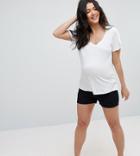 Asos Maternity Chino Short With Under The Bump Waistband - Blue