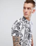 Versace Jeans Shirt In White With Tiger Spiral Print Reg Fit - White