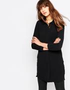 Vero Moda 3/4 Sleeve Longline Shirt - Black