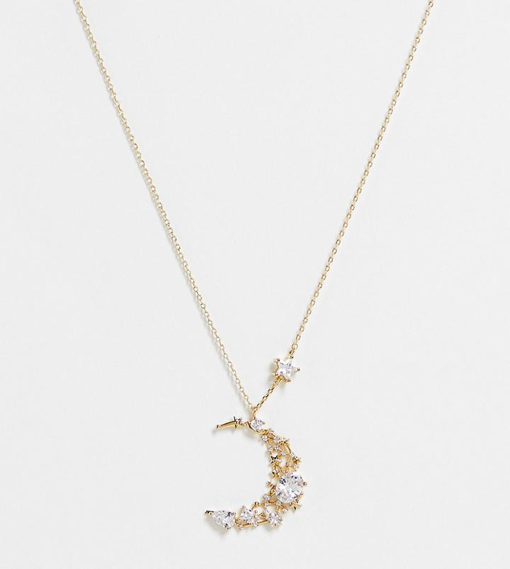 Aldo Unedith Crystal Moon And Star Necklace In Gold