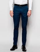 Devil's Advocate Skinny Fit Satin Suit Pant - Blue