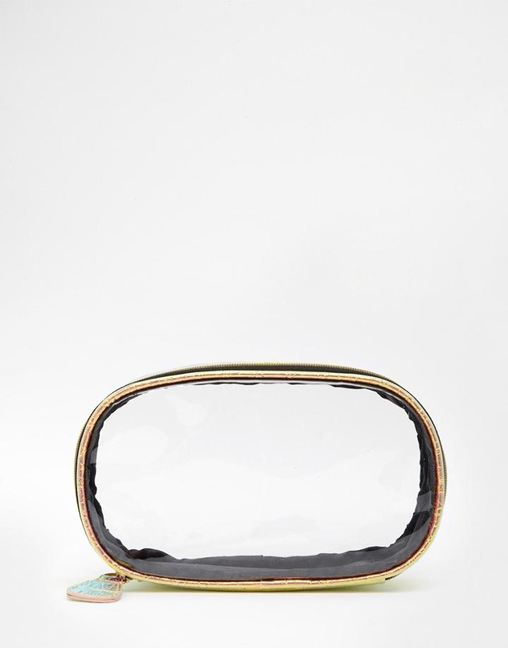Asos Clear Makeup Bag With Metallic Trim - Silver
