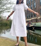 Collusion Tie Back Midi Smock Dress In White