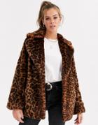 Asos Design Animal Faux Fur Coat