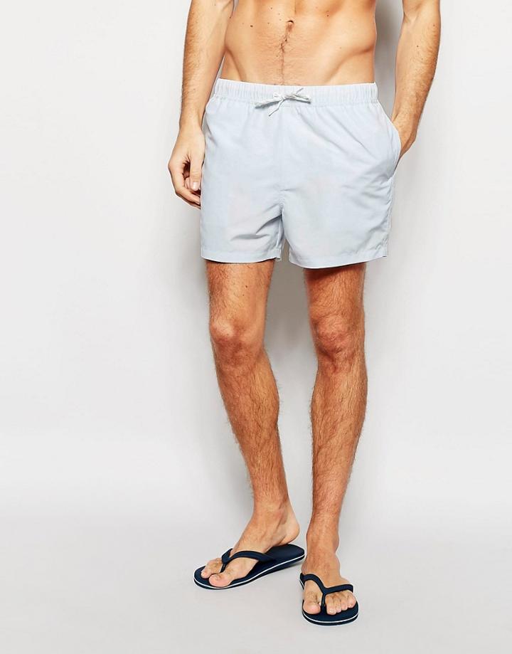 Asos Short Length Swim Shorts In Ice Blue - Ice Blue