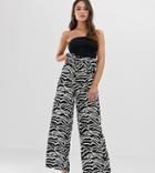 Boohoo Wide Leg Tailored Pants In Zebra Print - Multi