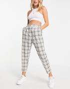 Asos Design Tailored Smart Tapered Pants In Ivory Check-white