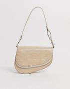 Skinnydip Ride Beige Mock Croc Saddle Bag