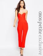Asos Petite Bandeau Jumpsuit With Sweetheart Neck - Red