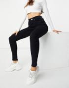 The Couture Club Logo High Waisted Skinny Jeans In Black